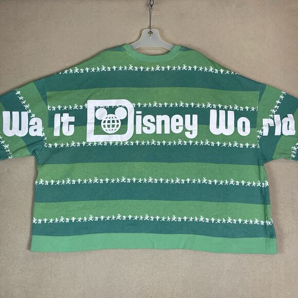 Disney World Sweatshirt Mens 3X Green Mickey and Friends Striped Spirit‎ Jersey - Picture 9 of 11